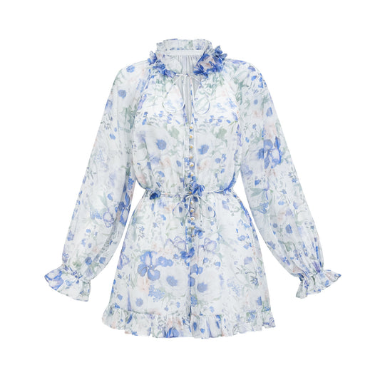 Isabeau white floral-print mini dress