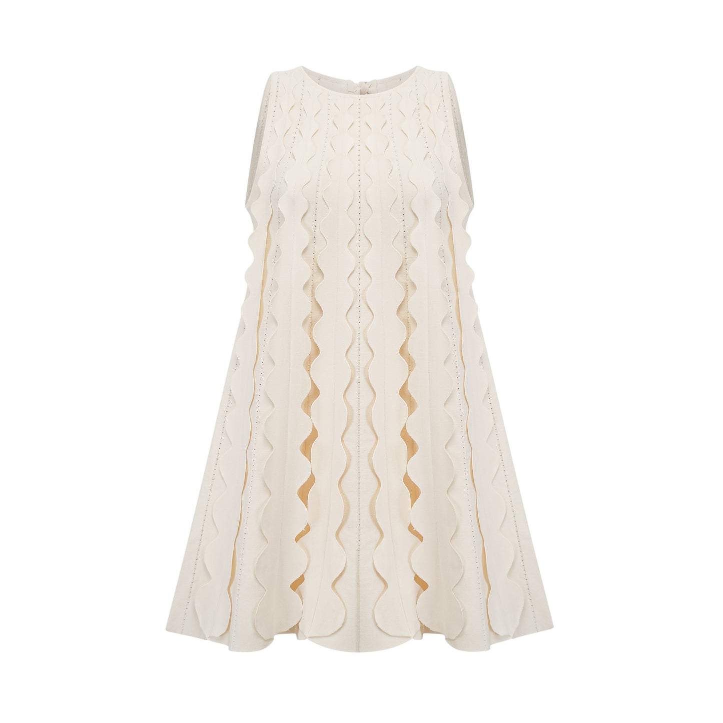 Axelle white wavy-detail sleeveless mini dress