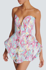 Datia Print Bustier Strapless Mini Dress