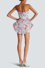 Datia Print Bustier Strapless Mini Dress