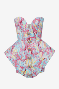 Datia Print Bustier Strapless Mini Dress