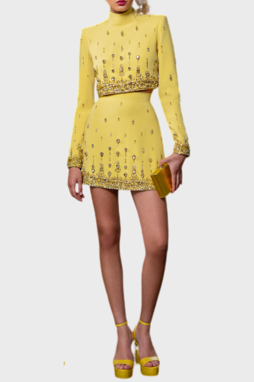 Deirdre Diamante Embellished Two Piece Set - Yellow
