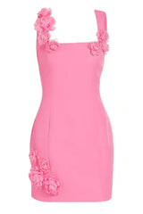 Dilanne Floral  Appliqué Mini Dress - Pink