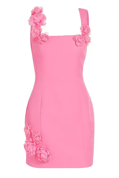 Dilanne Floral  Appliqué Mini Dress - Pink