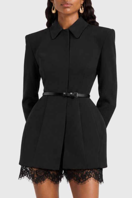 Dritra Lace Belted Mini Blazer Dress