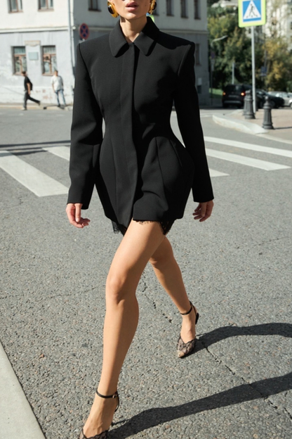 Dritra Lace Belted Mini Blazer Dress