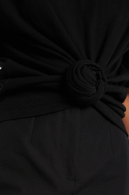 Orlina Knotted T-Shirt - Black