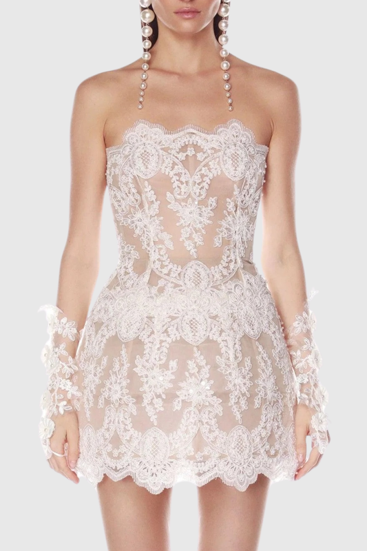 Forsaia Strapless Lace Mini Dress