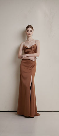 Silk Backless Slit  Dress