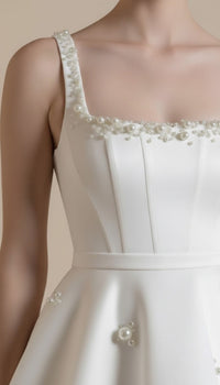 Pearl-Embellished Backless Mini Dress