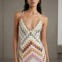 Solange Sunset Striped Backless Maxi Dress