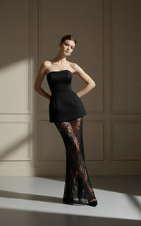 Elegant Lace Strapless Maxi Set