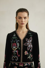 Velora Vintage Velvet Embroidered Jacket