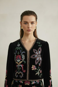 Velora Vintage Velvet Embroidered Jacket