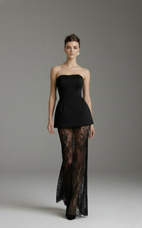 Elegant Lace Strapless Maxi Set