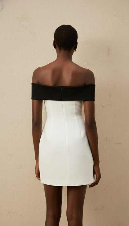 Ariana Bow-Splice Off-Shoulder Mini Dress