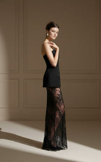 Elegant Lace Strapless Maxi Set
