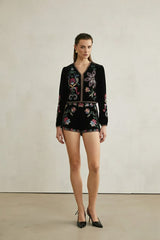Velora Vintage Velvet Embroidered Jacket