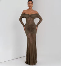 Lace Off-Shoulder Maxi Gown