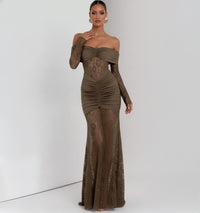 Lace Off-Shoulder Maxi Gown