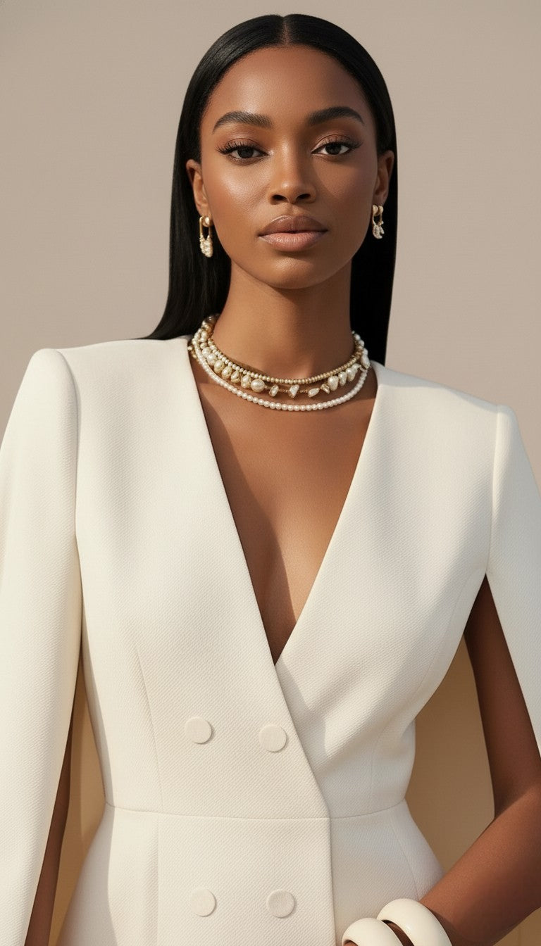 Cape Blazer V-Neck Mini Dress