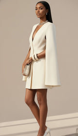 Cape Blazer V-Neck Mini Dress