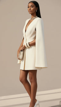 Cape Blazer V-Neck Mini Dress