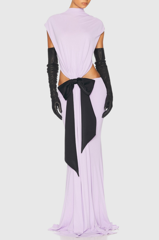 Graillot Bow Cutout Backless Maxi Dress - Purple