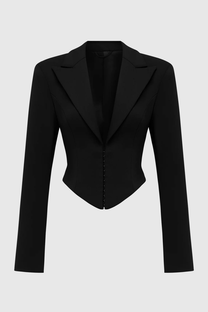 Jristella Corset Blazer & Mini Skirt Set - Black