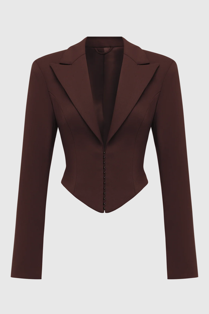 Jristella Corset Blazer & Mini Skirt Set - Brown