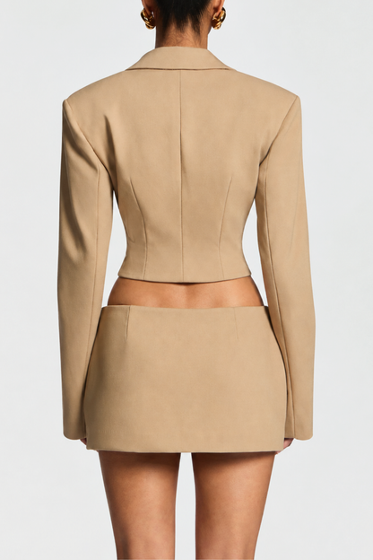 Jristella Corset Blazer & Mini Skirt Set - Khaki