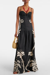 Lawerey Print Linen Maxi Dress