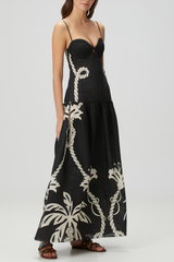 Lawerey Print Linen Maxi Dress