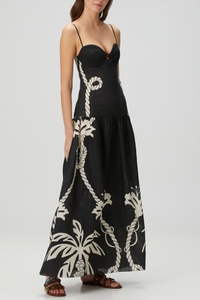 Lawerey Print Linen Maxi Dress