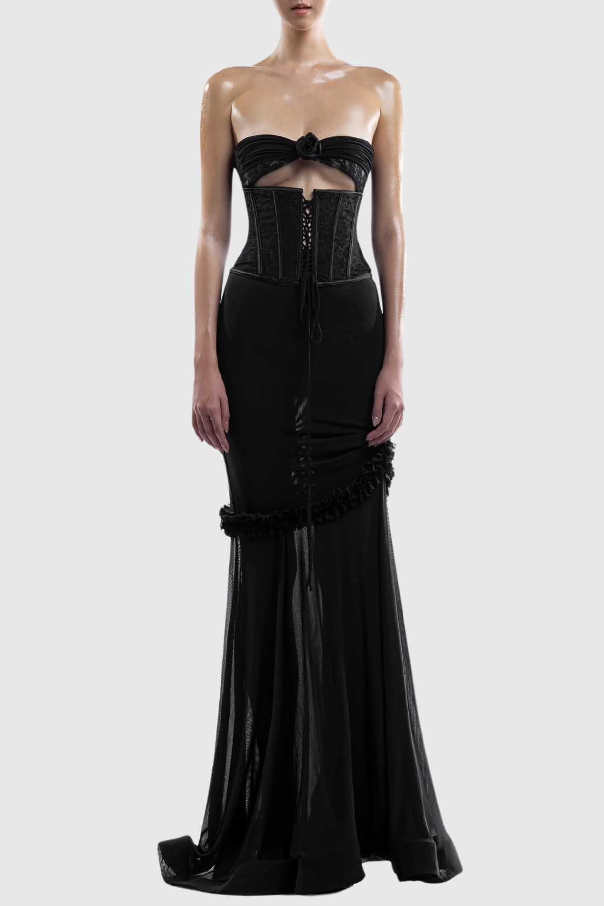 Laythan Mesh Cutout Corset Maxi Dress - Black – MAISON CELIE™ STORE
