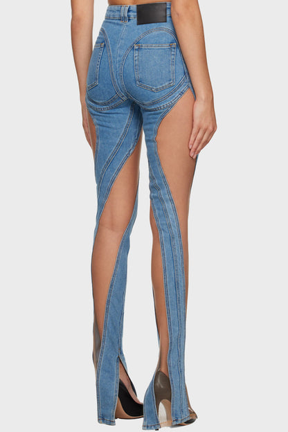 Leona Mesh-paneled Skinny Jeans