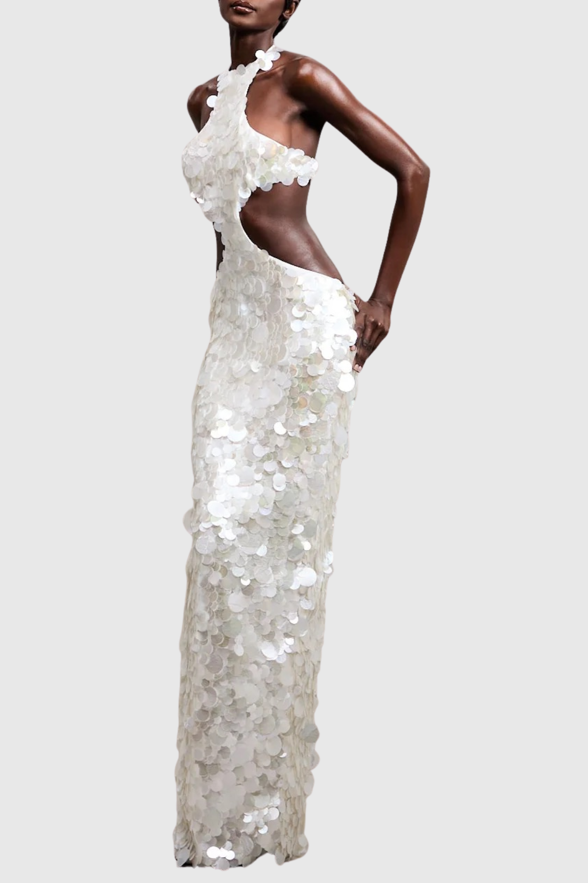 Llythe Halter Sequin Cutout Maxi Dress