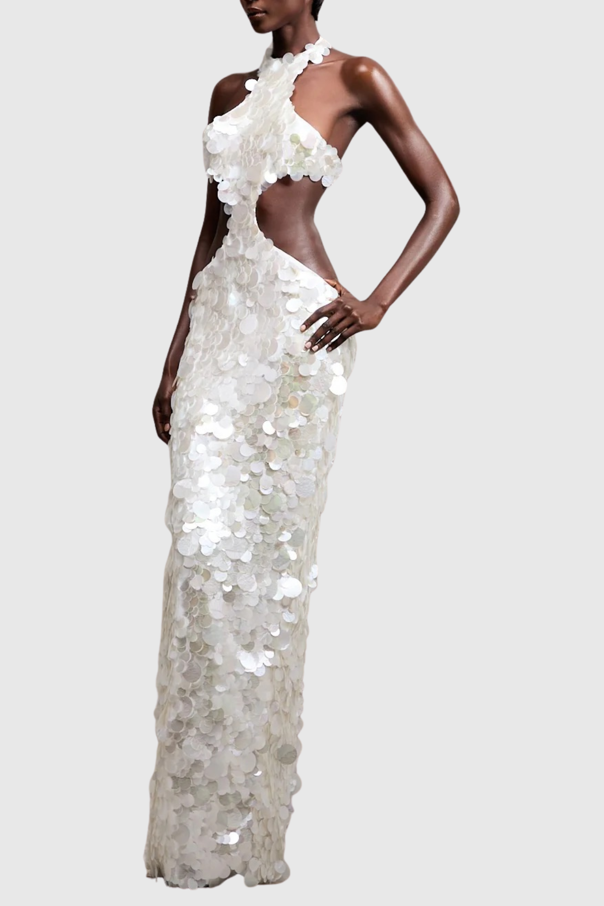 Llythe Halter Sequin Cutout Maxi Dress