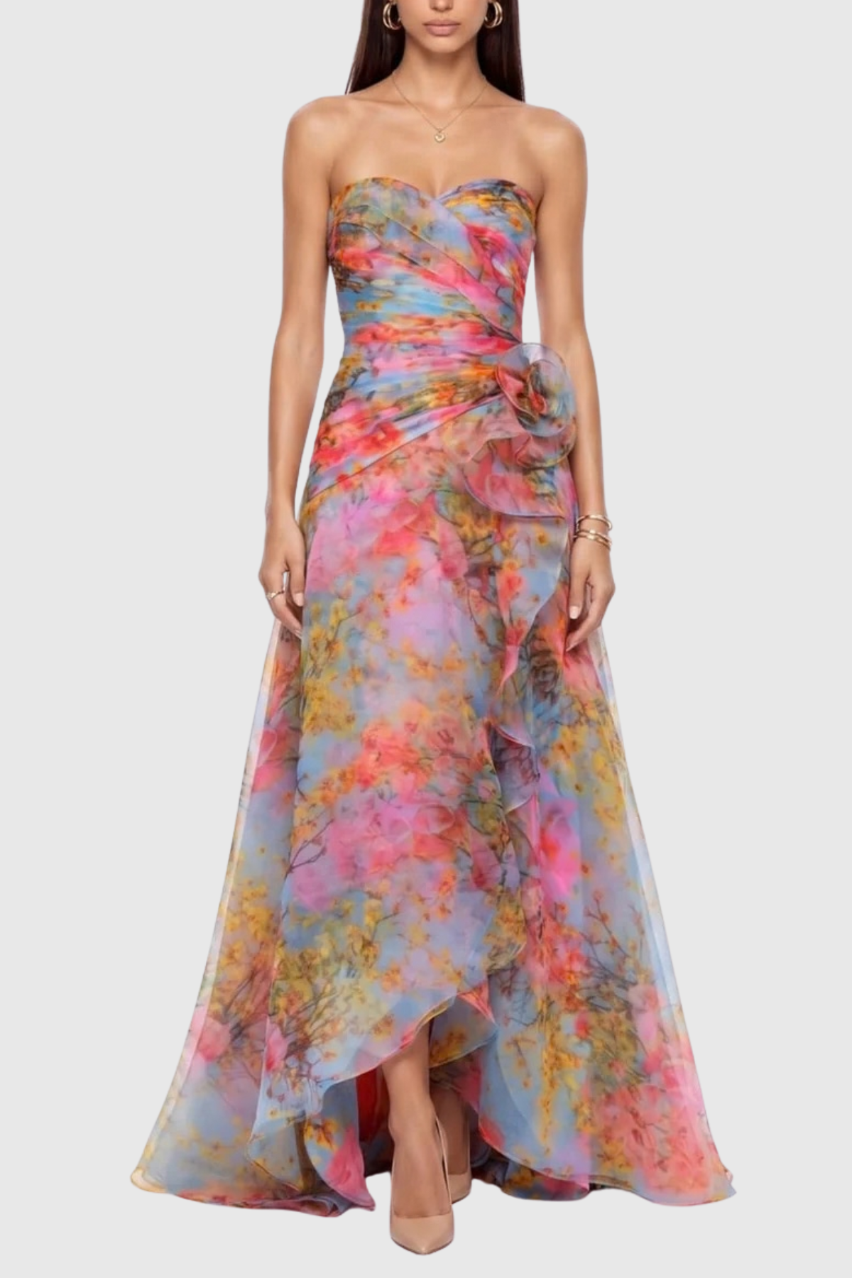 Lokama Strapless Floral Print Maxi Dress