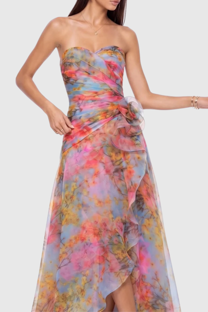 Lokama Strapless Floral Print Maxi Dress