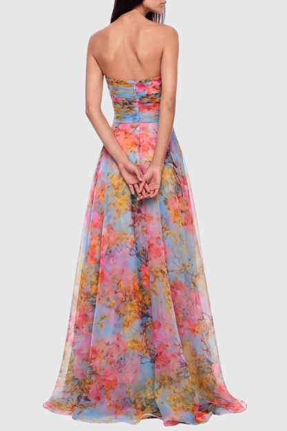 Lokama Strapless Floral Print Maxi Dress
