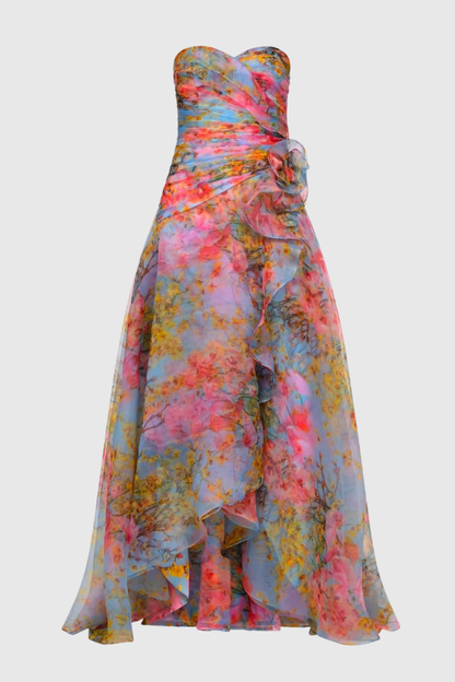 Lokama Strapless Floral Print Maxi Dress