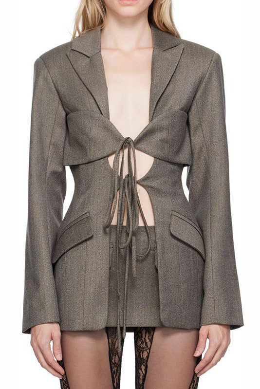 Megan Lace Up Cutout Blazer