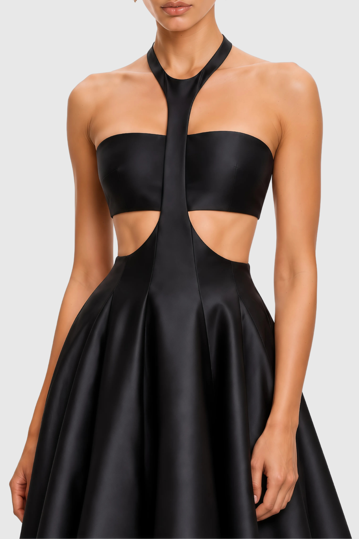 Merrita Halter Cutout Satin Maxi Dress