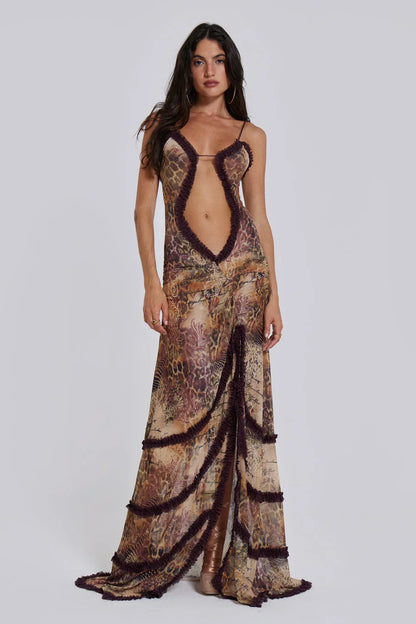 Norah Printed Maxi Dress - Purple