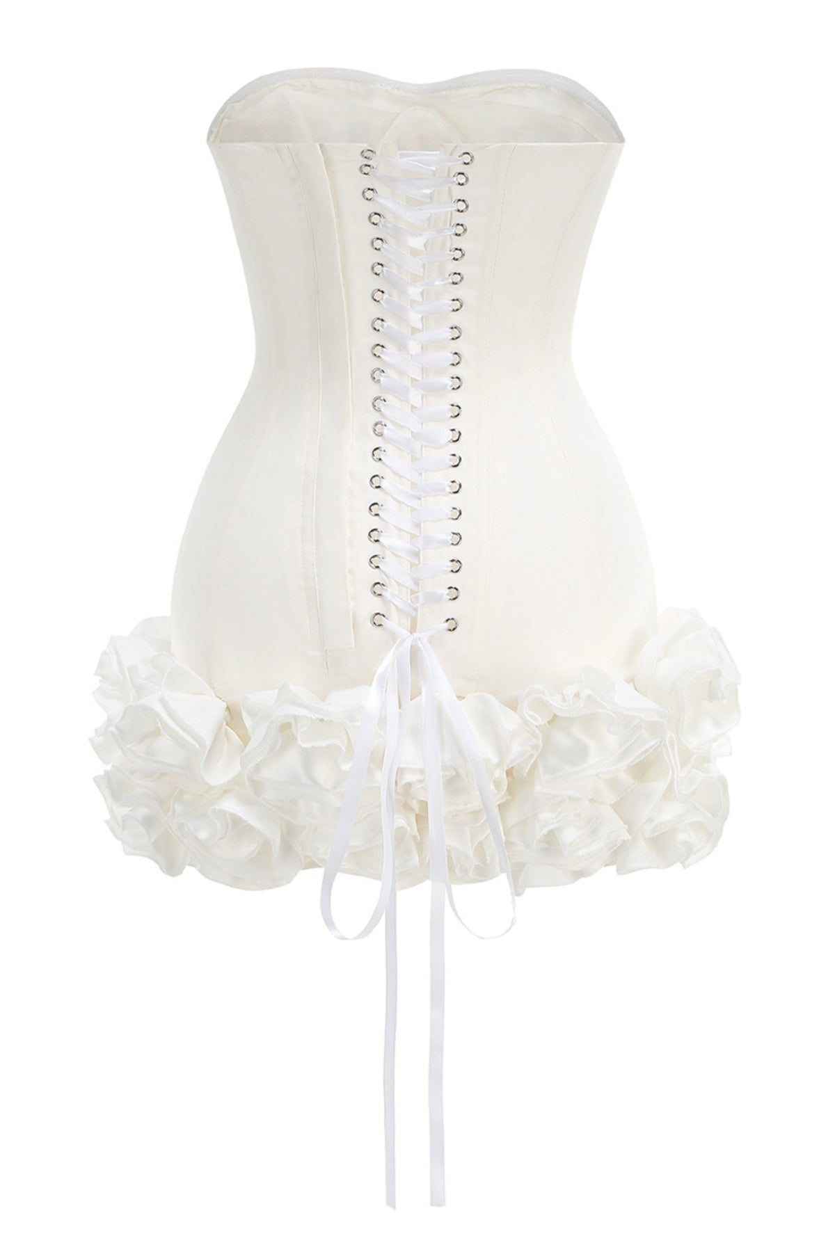Nuala Strapless Floral Mini Dress - White