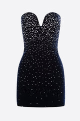 Omer Strapless Crystal Velvet Mini Dress
