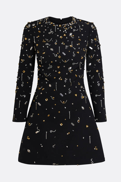 Pamaria Diamante Embroidery Mini Dress