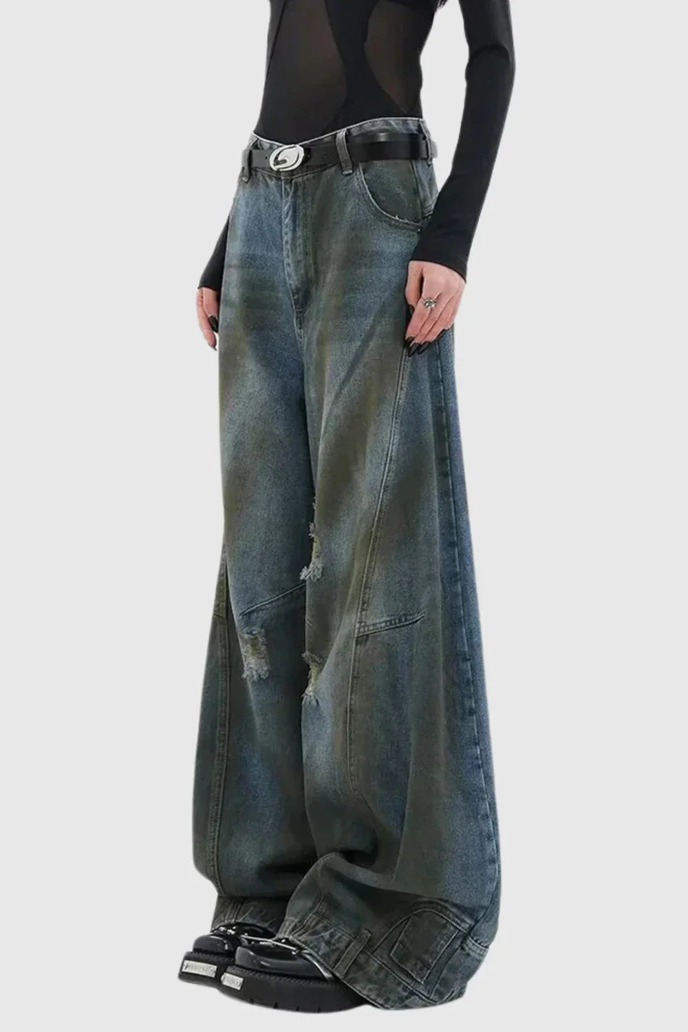 Raissa Deconstruct Torn Wide Jeans