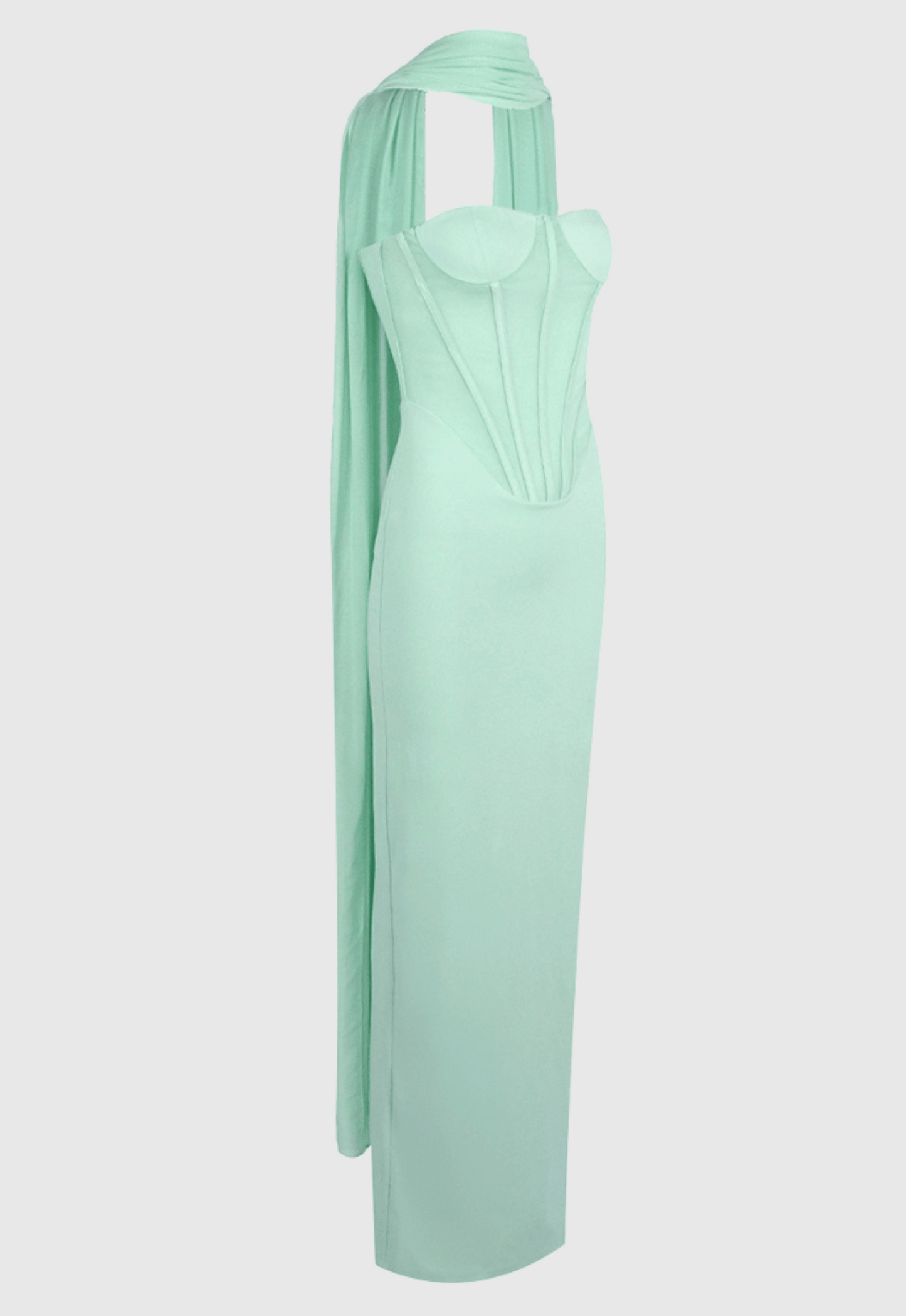 Ramire Strapless  Mesh Scarf Corset Maxi Dress